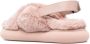 Moncler shearling cross-strap slippers Pink - Thumbnail 3