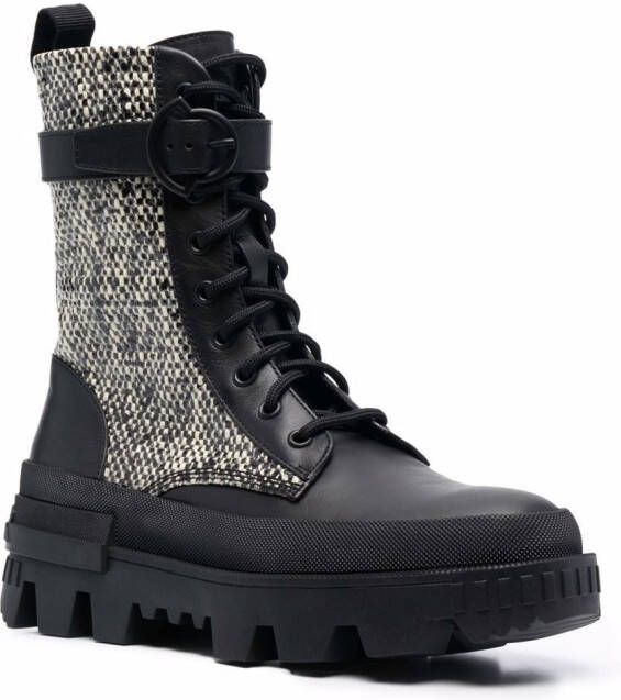 Moncler tweed-panelled mid-calf boots Black