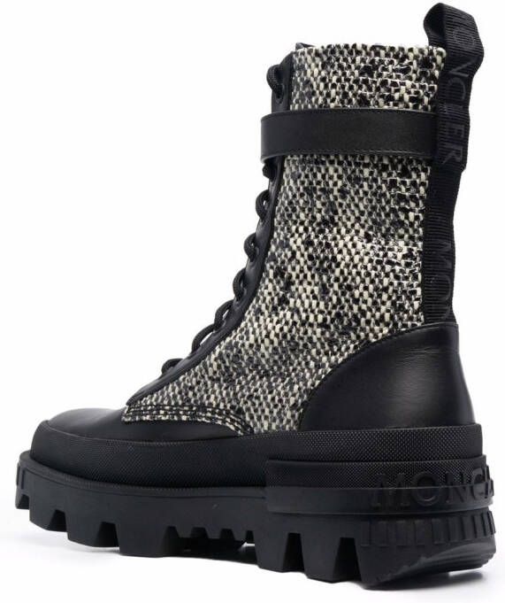 Moncler tweed-panelled mid-calf boots Black