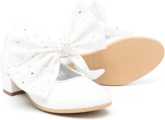 Monnalisa 35mm bow leather ballerina shoes White