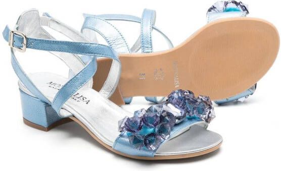 Monnalisa 35mm crystal embellished sandals Blue
