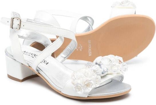 Monnalisa 35mm crystal-embellished sandals Silver