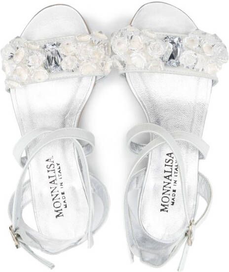 Monnalisa 35mm crystal-embellished sandals Silver