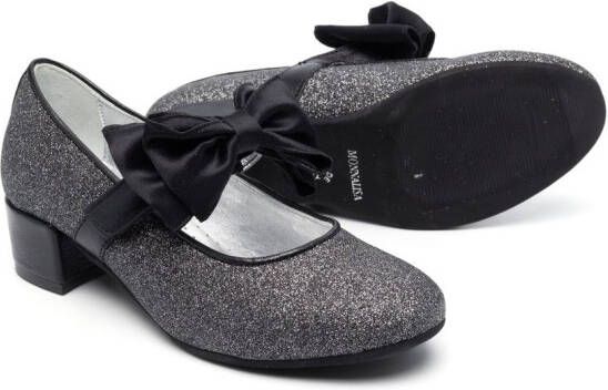 Monnalisa bow-detail 30mm block-heel ballerina shoes Black