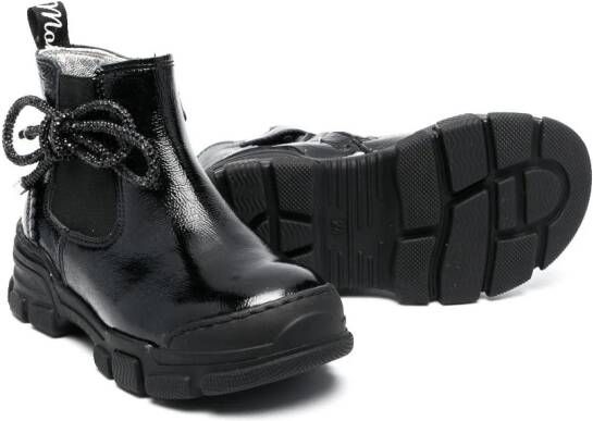 Monnalisa bow-detail ankle boots Black