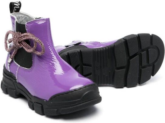 Monnalisa bow-detail ankle boots Purple