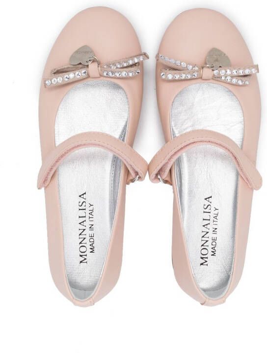 Monnalisa bow-detail ballerina shoes Pink