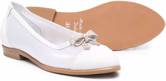 Monnalisa bow-detail pointed ballerina shoes White