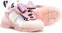 Monnalisa bow-detail rhinestone-embellished chunky leather sneakers Pink - Thumbnail 2