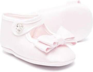 Monnalisa bow-detailing gabardine ballerina shoes Pink