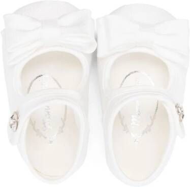 Monnalisa bow-detailing gabardine ballerina shoes White