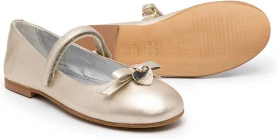 Monnalisa bow-embellished ballerina shoes Gold