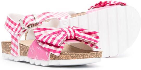 Monnalisa bow-embellished gingham sandals Pink