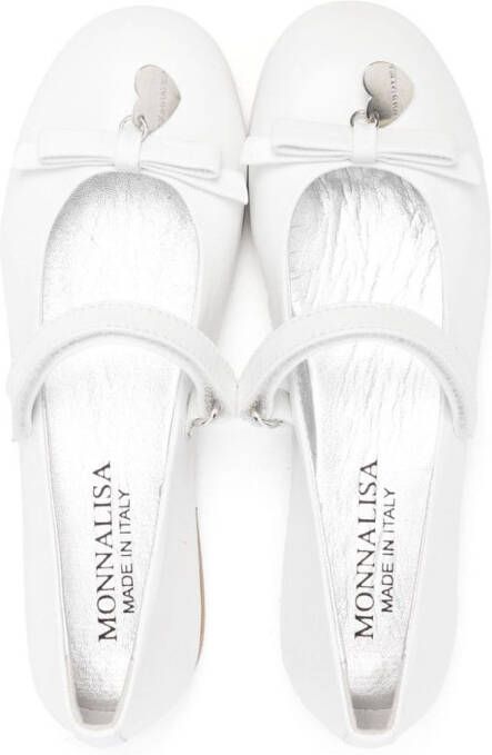 Monnalisa bow leather ballerina shoes White
