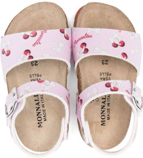 Monnalisa bow-print buckled sandals Pink