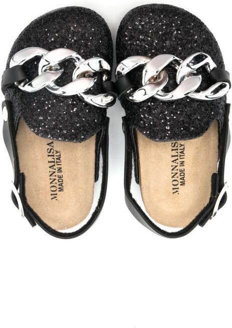 Monnalisa chain-link metallic loafers Black