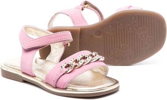 Monnalisa chain-trim leather sandals Pink