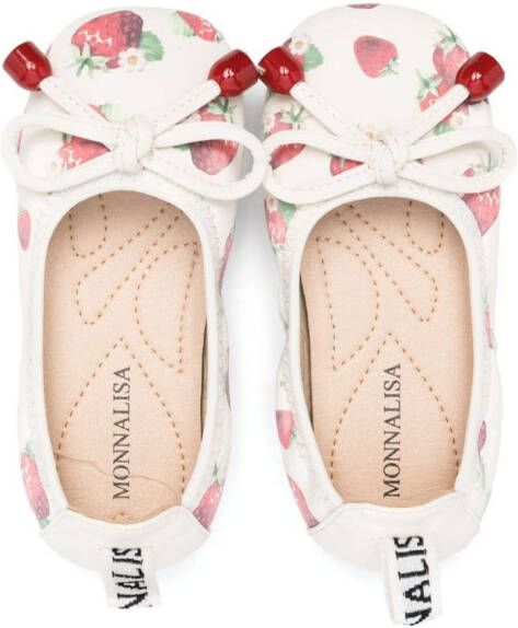Monnalisa cherry-print ballerina shoes Neutrals