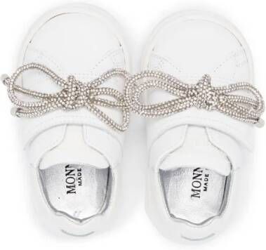 Monnalisa crystal-embellished bow sneakers White