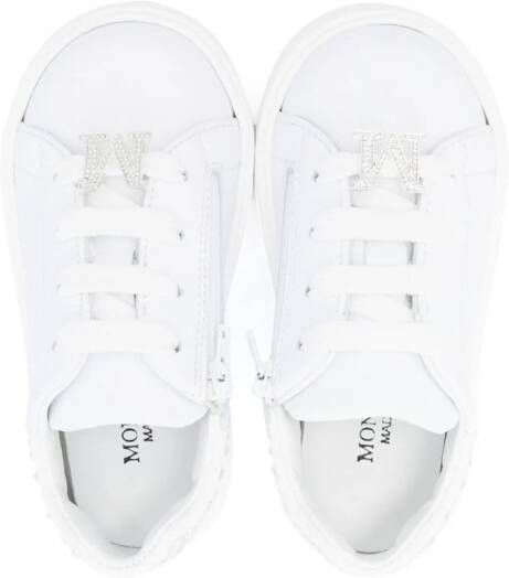 Monnalisa crystal-embellished leather sneakers White