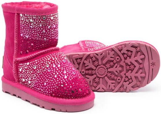 Monnalisa crystal-embellished suede boots Pink