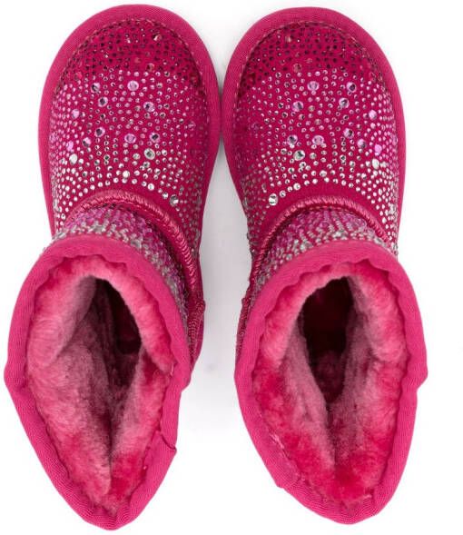 Monnalisa crystal-embellished suede boots Pink