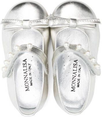 Monnalisa faux-pearl ballerina pumps Grey