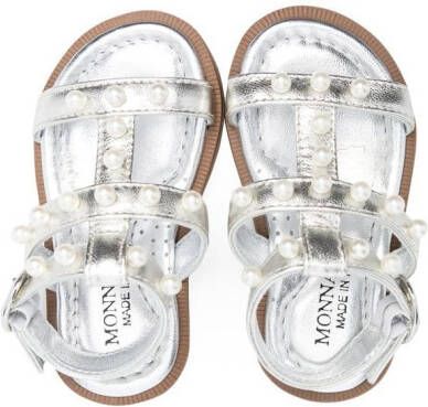 Monnalisa faux-pearl embellished sandals Grey