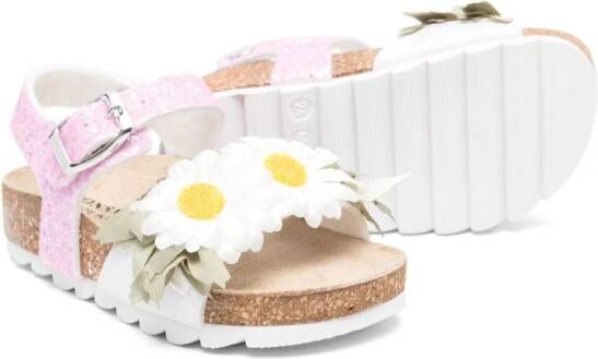 Monnalisa floral-appliqué buckled sandals White