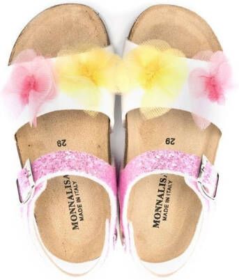 Monnalisa floral-appliqué flat sandals Pink