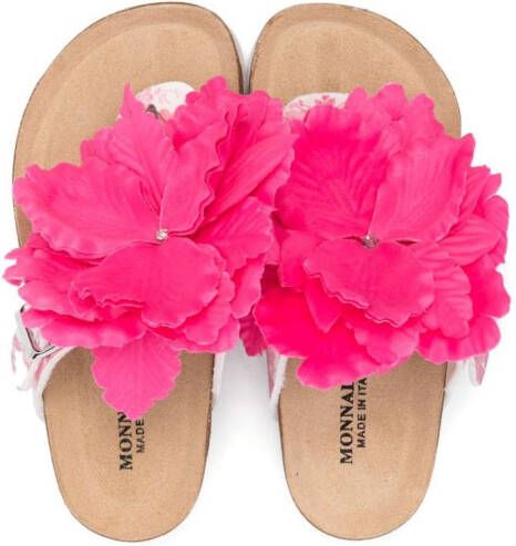 Monnalisa floral-appliqué round-toe flip flops Pink