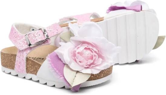Monnalisa floral-appliqué sandals Pink