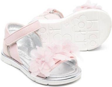 Monnalisa floral-appliqué touch-strap sandals Pink