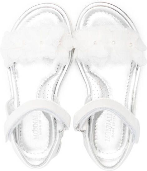 Monnalisa floral-appliqué touch-strap sandals White
