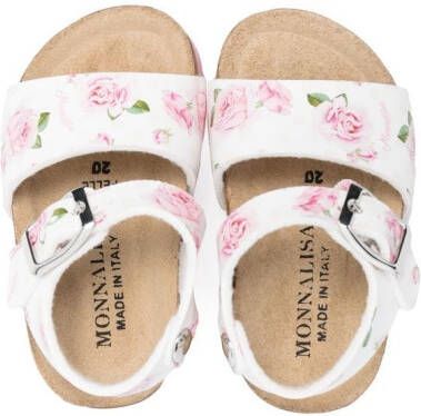 Monnalisa floral-print buckle-fastening sandals White