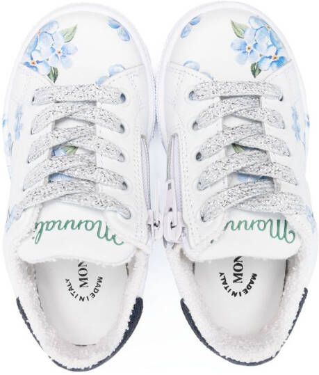 Monnalisa floral-print lace-up sneakers White
