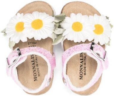 Monnalisa flower-detail open-toe sandals Pink