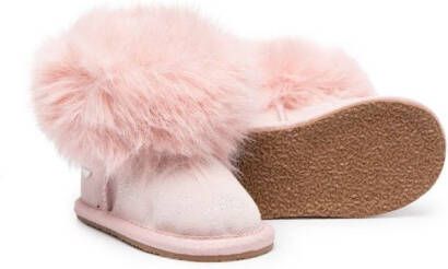 Monnalisa fur-ankle suede boots Pink