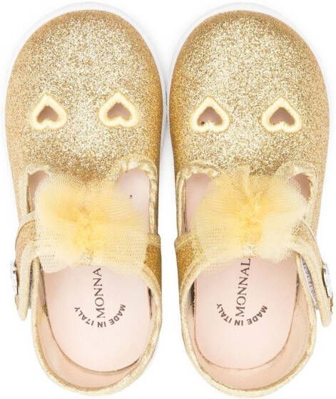 Monnalisa glitter butterfly sandals Gold