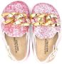 Monnalisa glitter-embellished chain-detail slippers Pink - Thumbnail 3