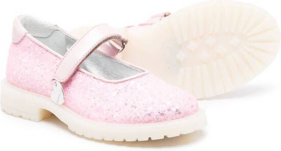 Monnalisa glittered flat ballerina shoes Pink