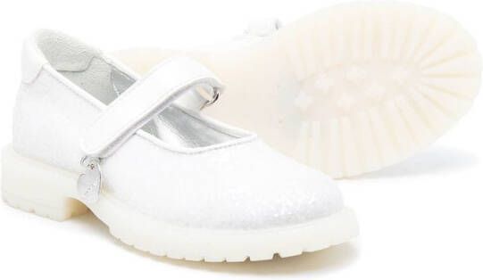 Monnalisa glittered flat ballerina shoes White
