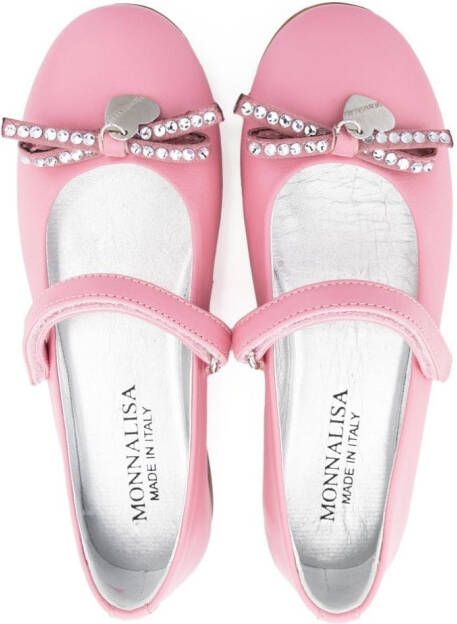 Monnalisa heart-charm ballerina shoes Pink