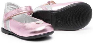 Monnalisa heart-charm leather ballerinas Pink