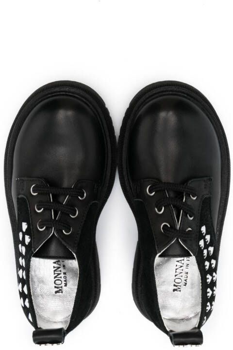 Monnalisa heart-motif lace-up loafers Black