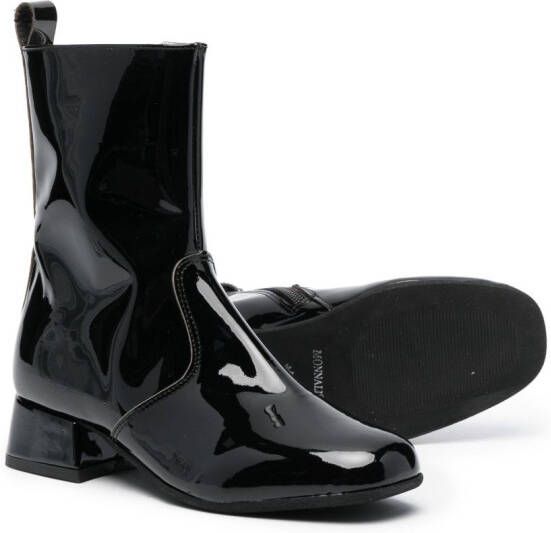 Monnalisa high-shine finish ankle boots Black