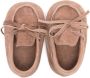 Monnalisa lace-detail suede crib shoes Brown - Thumbnail 3