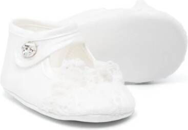 Monnalisa lace-detailing satin ballerina shoes White