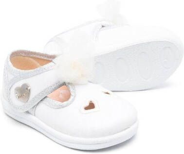 Monnalisa tulle-embellished ballerina pumps White