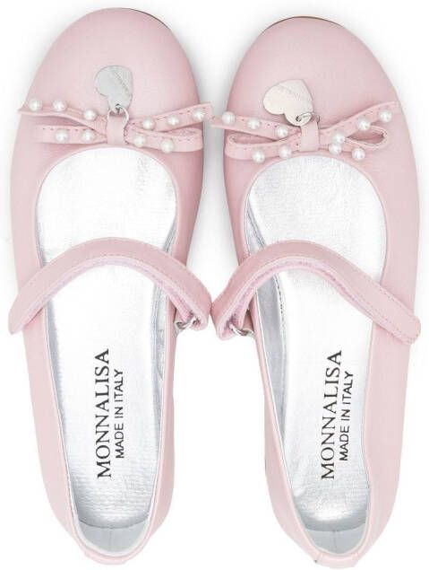 Monnalisa logo-charm 15mm ballerina shoes Pink